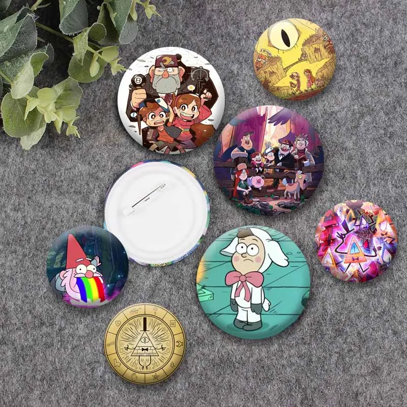 Creative Anime G-Gravity F-Falls Brooch Funny Mabel Pines Dipper Pines Badge Fashion Lapel Pin Backpack Hat Clothes Accessories