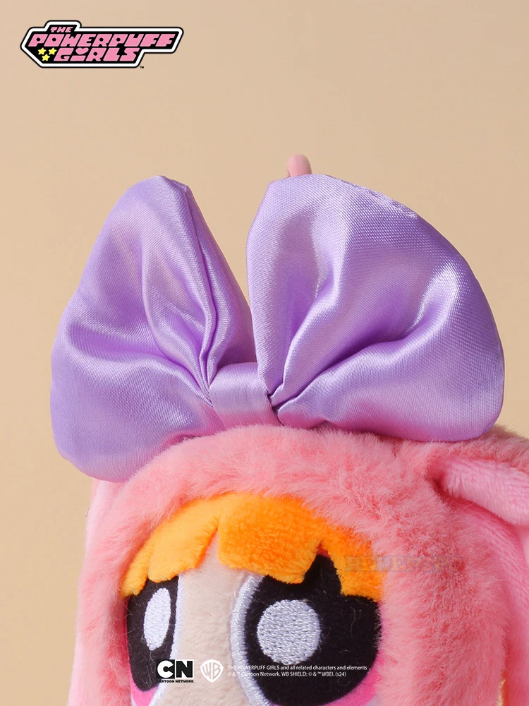 Animal de peluche Powerpuff para niñas, juguete de peluche de conejo, pajarita colgante, muñeca de regalo, 12cm