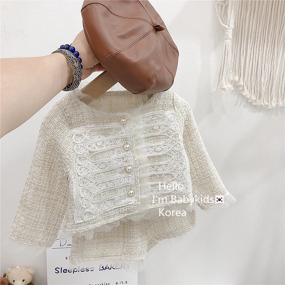 

Coat and Shorts Set Spring and Autumn New Korean Fashion Solid Color Coat Shorts Two Piece Set Kids Clothes