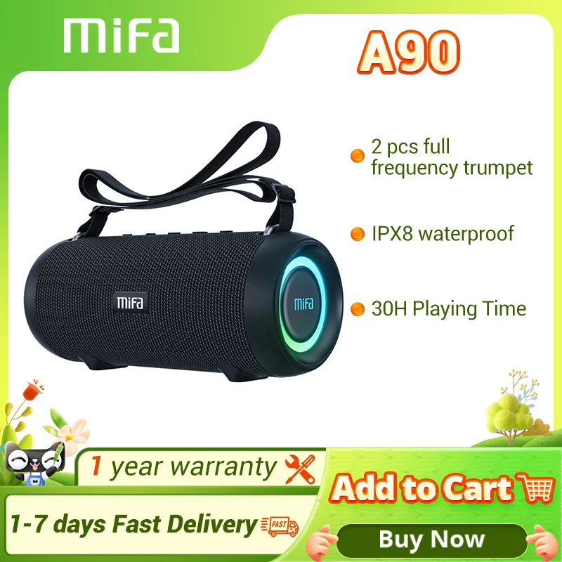 Mifa – haut-parleur Bluetooth A90, puissance de sortie 60W, avec amplificateur de classe D, excellente performance des basses, pour le camping