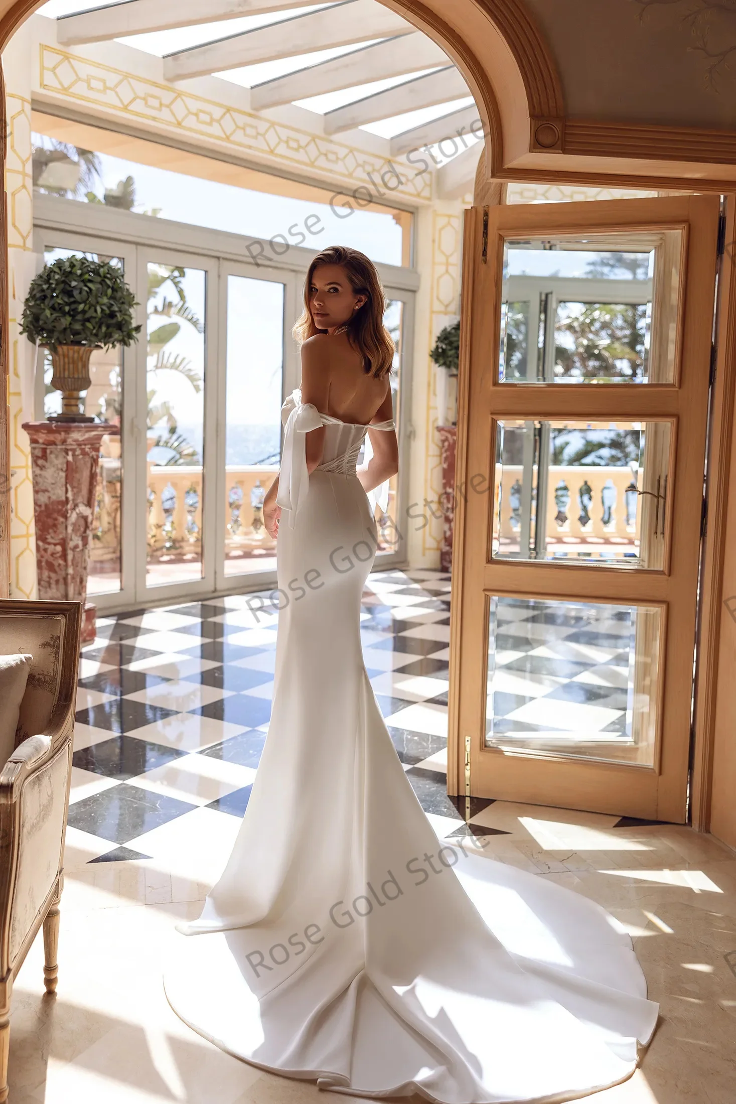 Simples sereia vestidos de noiva fora do ombro mancha vestidos de casamento para as mulheres morden varredura trem robe de soriee personalizado noiva wear