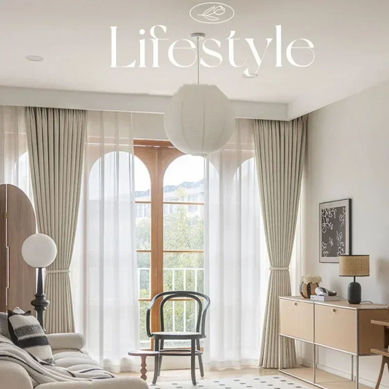 

Высококачественная ткань для штор Master Cream Style, кремовые синельные шторы с полным затемнением для гостиной, столовой, спальни