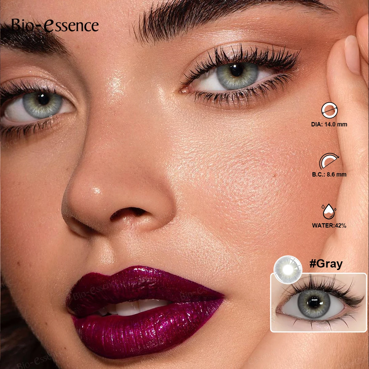 Bio-essence 2-teilige farbige Kontaktlinsen für Augen, braune Farblinse, blaue Kontaktlinse, natürliche farbige Pupillen, 14,5 mm, große Augen, jährlich