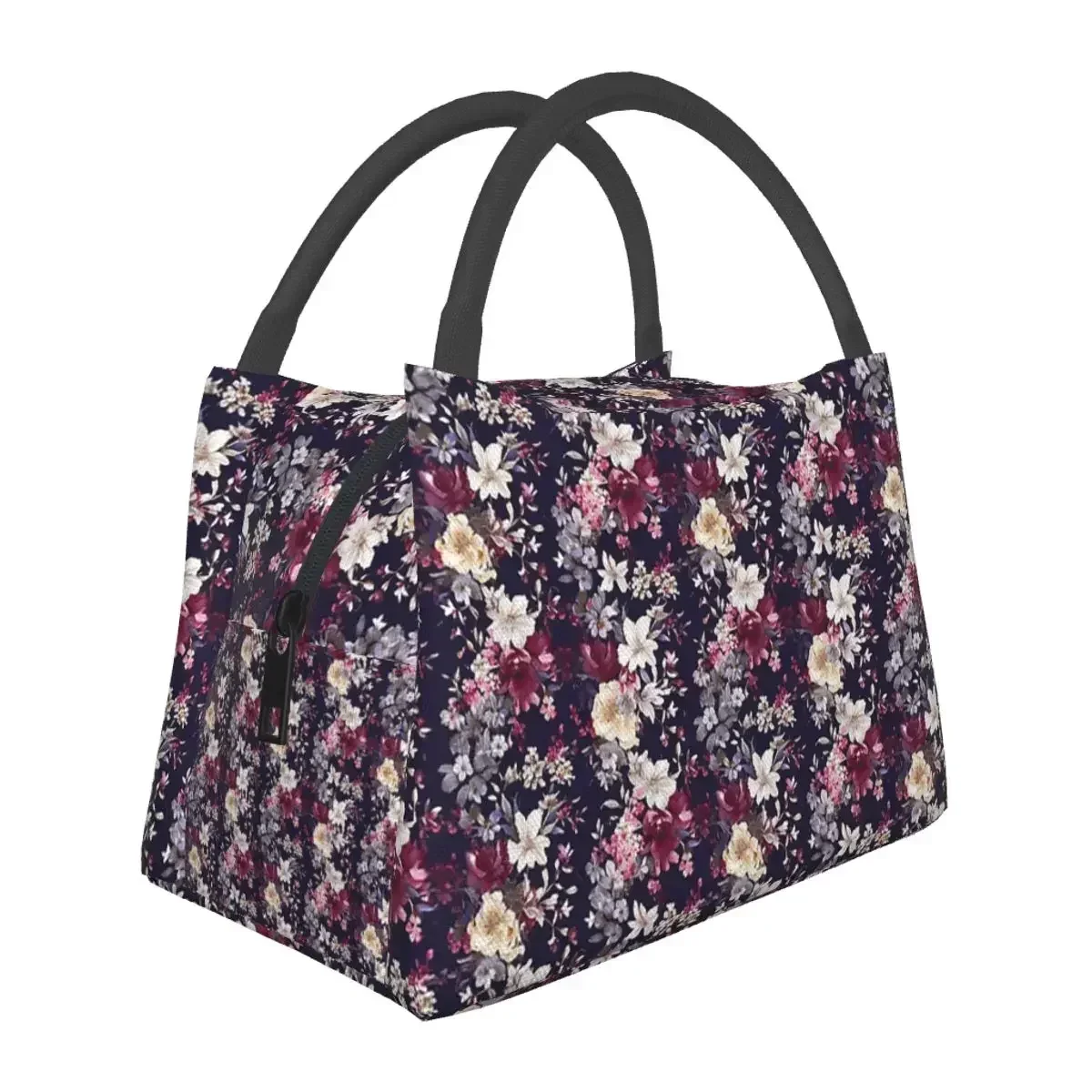 

Enigmatic Midnight Garden Seamless Floral Delight Lunch Bags Insulated Bento Box Lunch Tote Picnic Bags for Woman Kids Travel