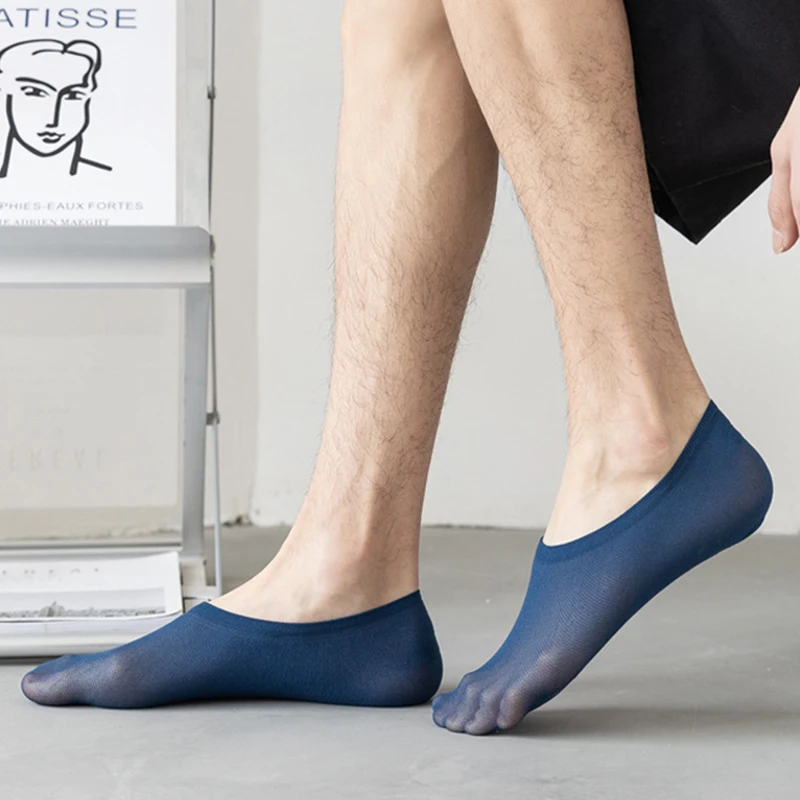 10 Pairs Men Male Invisible Elastic Non Slip Silicone Short Sock Slippers Summer Thin Breathable Casual Nylon No Show Boat Socks
