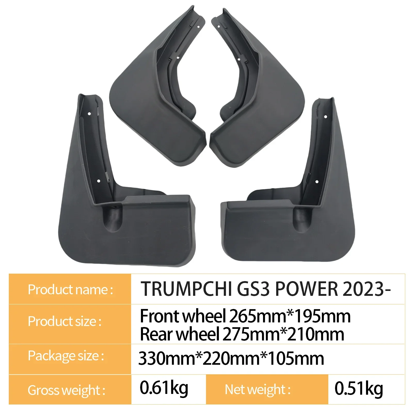 Suitable for TRUMPCHI GS3 Shadow Speed POWER 2023 - Custom-fit car tire mudguards