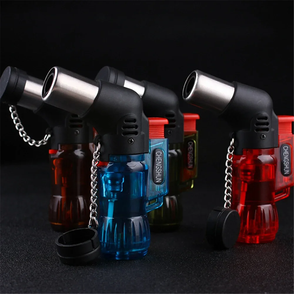 Jet Flame Lighter Transparent Body Design Refillable Adjustable Butane Gas Torch Lighter Windproof Outdoor BBQ Ignition Tools