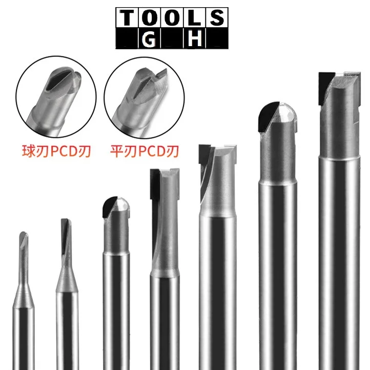 Diamant-Aluminiumfräser 6mm Schaft PCD Zweiflötiger Hartmetall-Fräser für Graphit, Aluminium und Kohlefaser – Detail 3