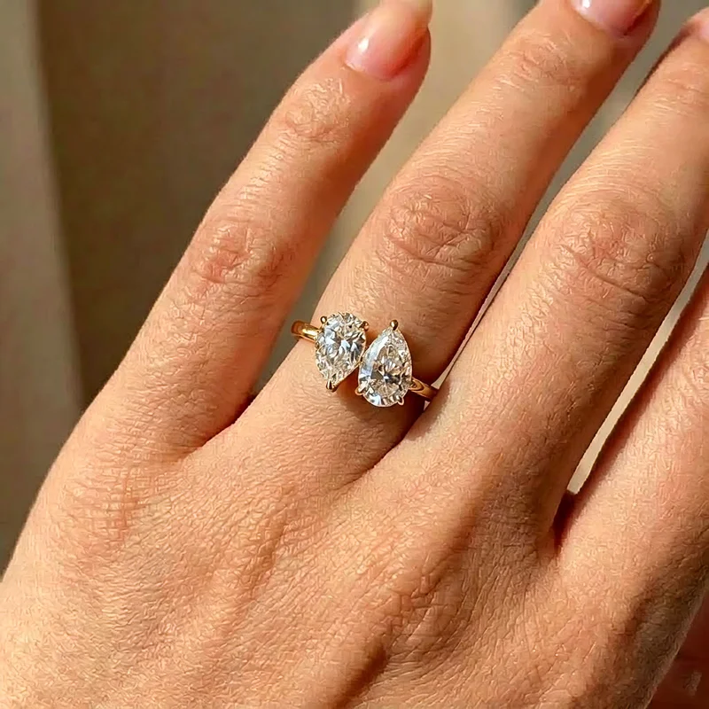 925 Sterling Silber schillernder klassischer Zirkon-Wassertropfen-Ring für Frauen, Verlobung, Hochzeit, luxuriöser, hochwertiger, edler Schmuck – Detail 2