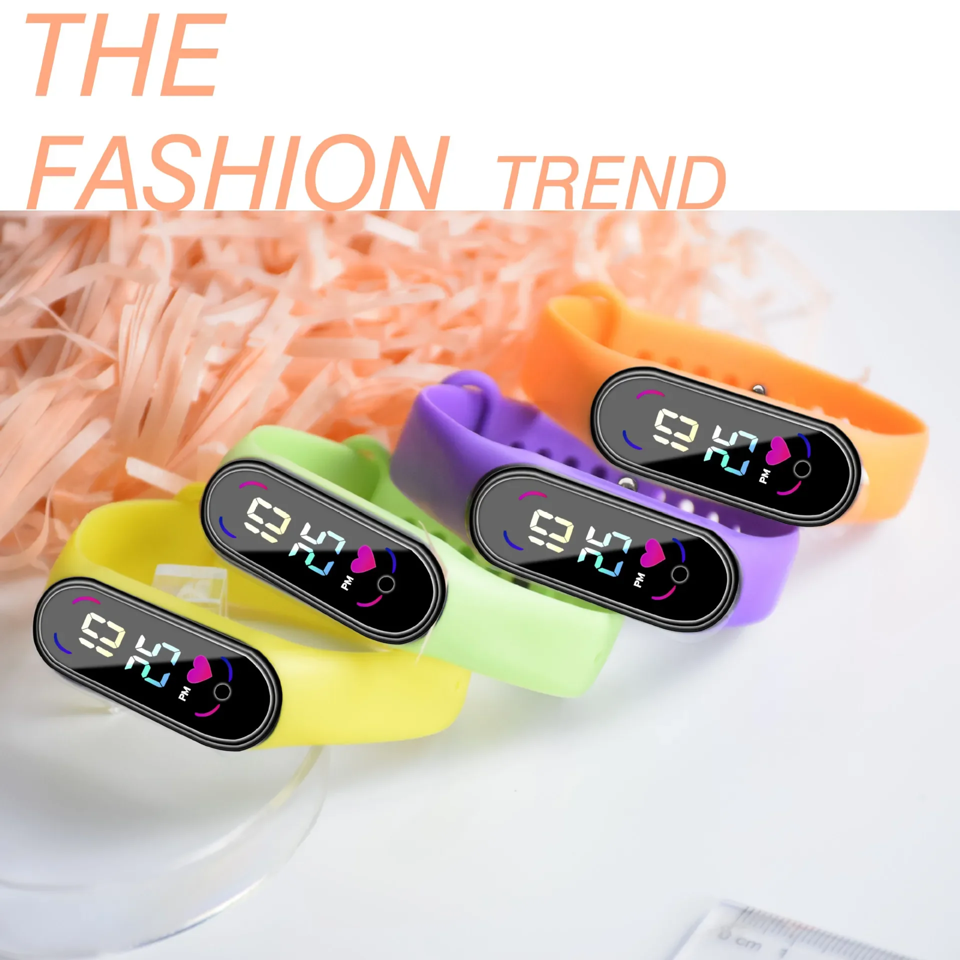 LED-Smartwatch für Kinder, modisch, im Freien, wasserdicht, berührbar, Sport-Kinderuhren, Jungen- und Mädchen-Digitaluhren, Silikon-Uhrenarmband