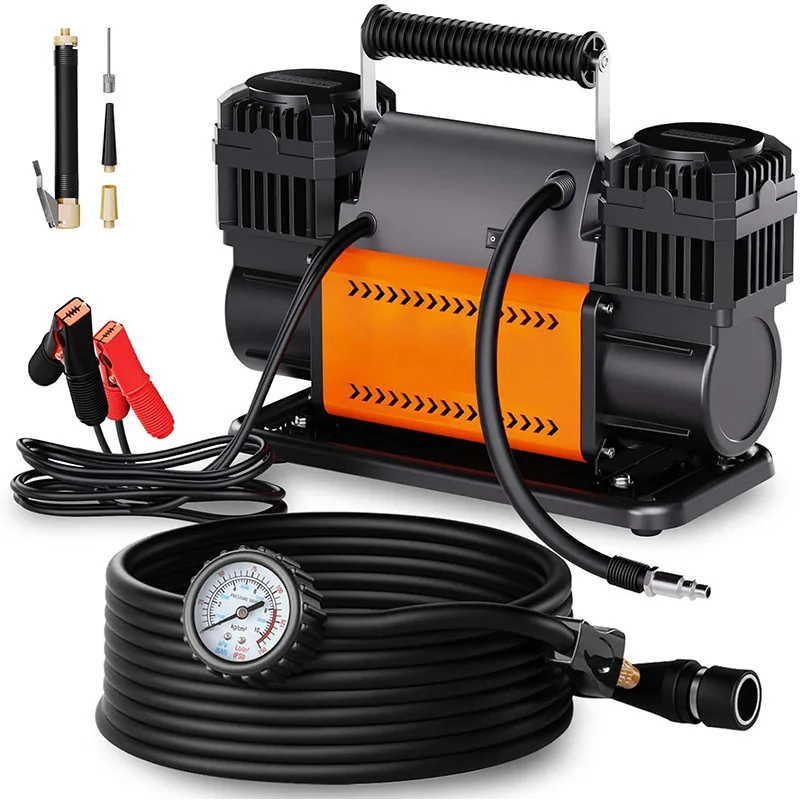Smart Auto Stop 60mm Dual Cylinder Car Air Pump 12V High Pressure Heavy Duty Tire Inflator for Off-Road Pickup SUV