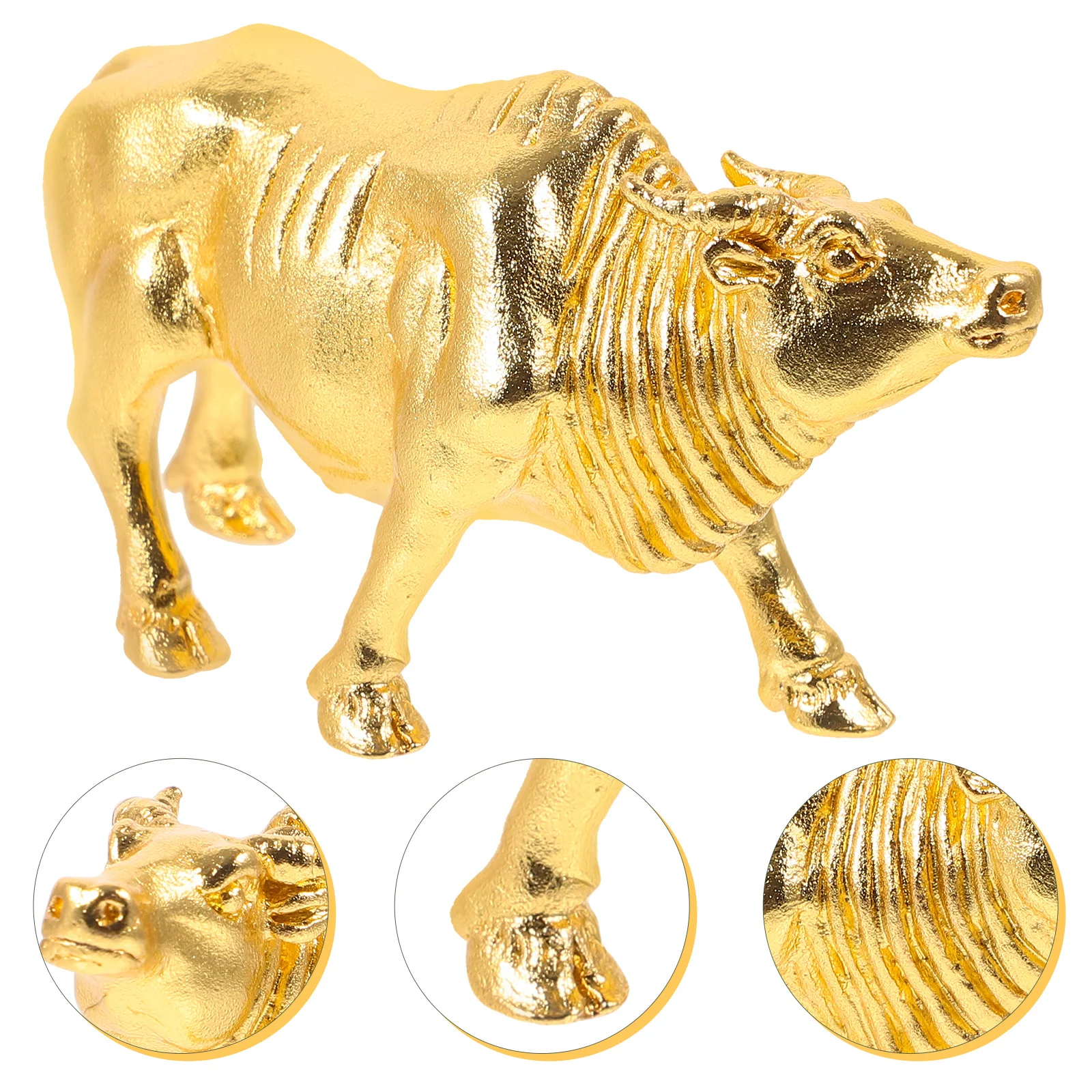 

Vintage Brass Bull Ornament Small Ox Statue for Tabletop Decor Home Warming Gift Business Opening Decoration Craft