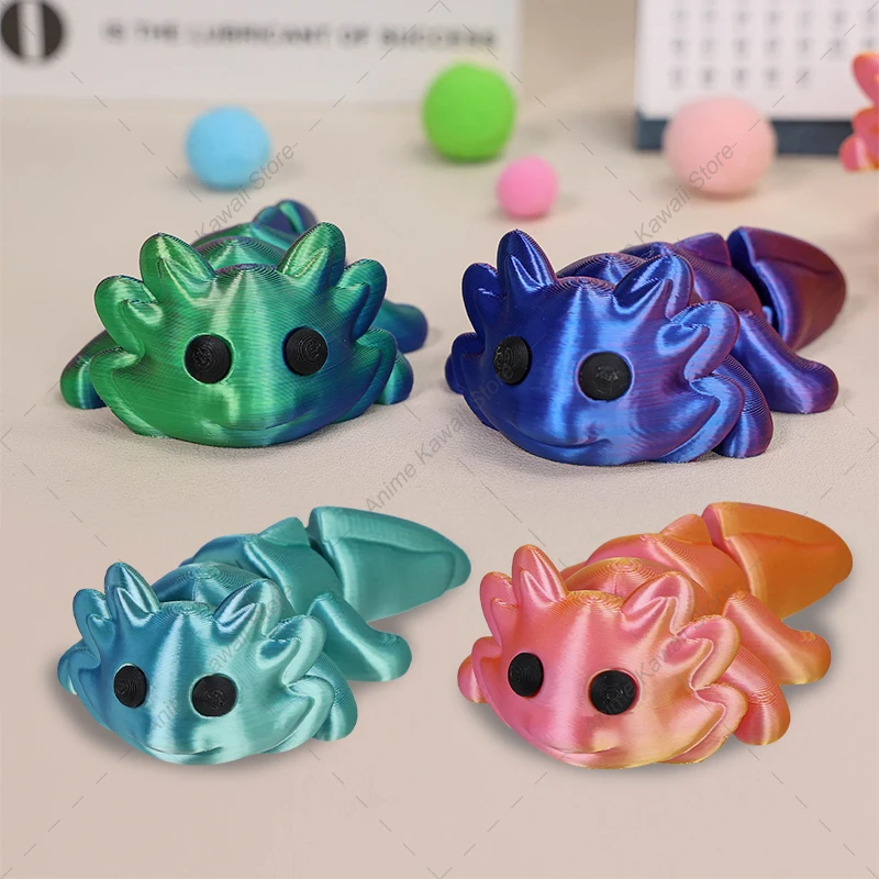 3D-gedruckte Salamander-Figuren, Tierspielzeug, bewegliches Zappelspielzeug mit mehreren Gelenken, Wohnaccessoires, Schreibtischdekoration, Kindergeschenke