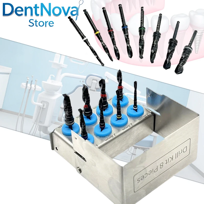 

Dental Drill Kit 8Pcs Titanium Implant Lance Pilot Drills for Sinus Lift Surgery Oral Surgical Instruments