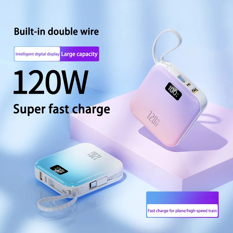 Xiaomi 120W 50000mAh Power Bank o dużej pojemności 2 w 1 Szybkie ładowanie Powerbank Przenośna ładowarka do iPhone Samsung Huawei