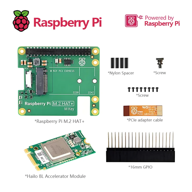 Imagem -02 - Kit Oficial de ia Raspberry pi para Raspberry pi Combina Acelerador Oficial M.2 Hat Hailo8l ai