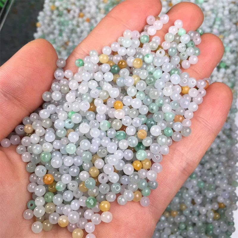 Myanmar Jadeite A Product Jade Scraps Loose Beads 3.5mm Small Round Beads for Jewelry Accessories