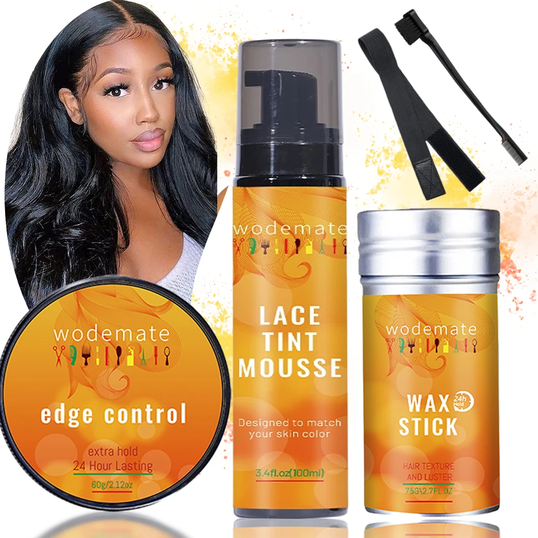 

Lace Tint Spray For Wigs Hair Styling Set Wig Tint Mousse For Hairpiece Light Brown+Wax Stick For Hair Strong Hold Edge Control