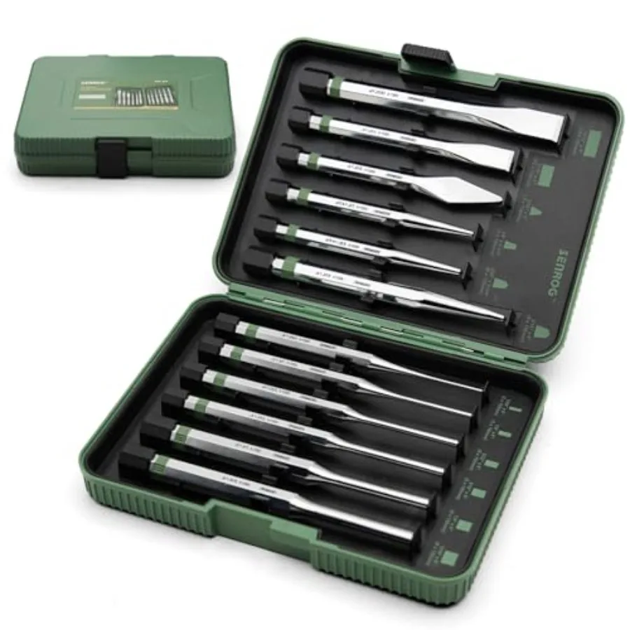 

12-Piece Punch and Chisel Set, Including Pin Punch, Cold Chisel, Taper Punch, Center Punch, Carrying Case, Widely Used in Facto