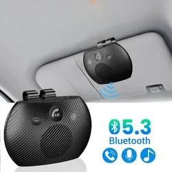 Bluetooth 5.3 Handsfree Car Kit HIFI Speaker Wireless Audio Receiver MP3 Music Player Noise Cancelling Sun Visor Clip