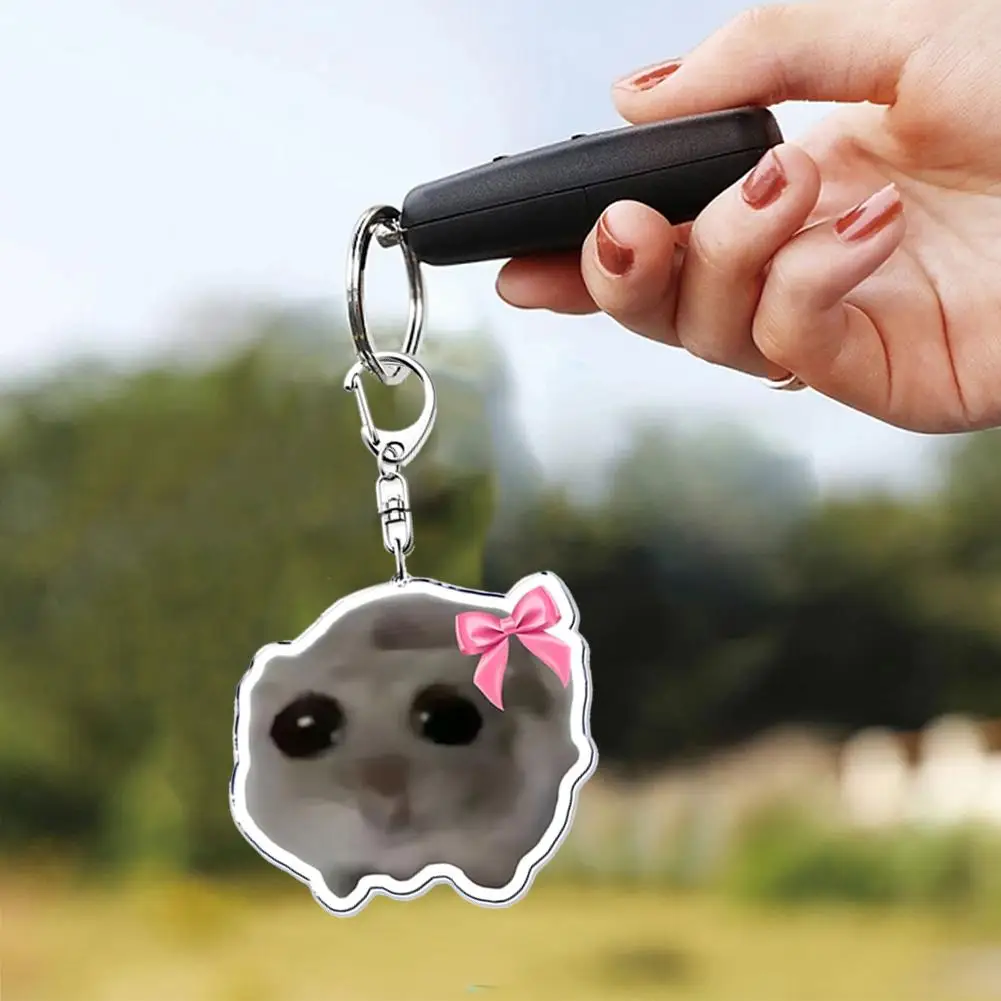 Popular Funny Meme I Am Just A Girl Sad Hamster Key Chain Keychains For Accessories Bag Pendant Keyring Jewelry Fans Gifts