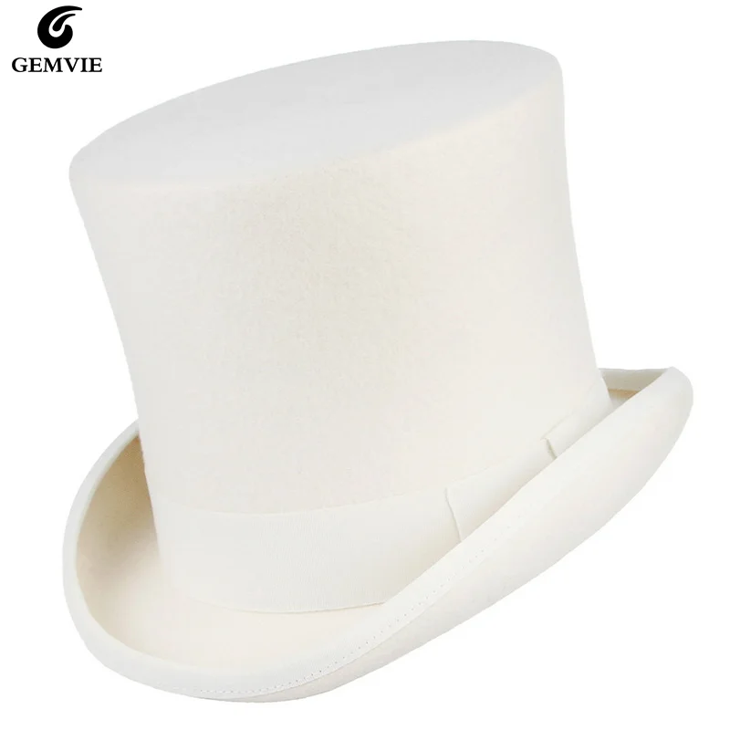 

100% Wool British Europe Gentleman Tall Hat Stage Performance Top Hats Magician Retro Fashion Personality President Hat Fedora