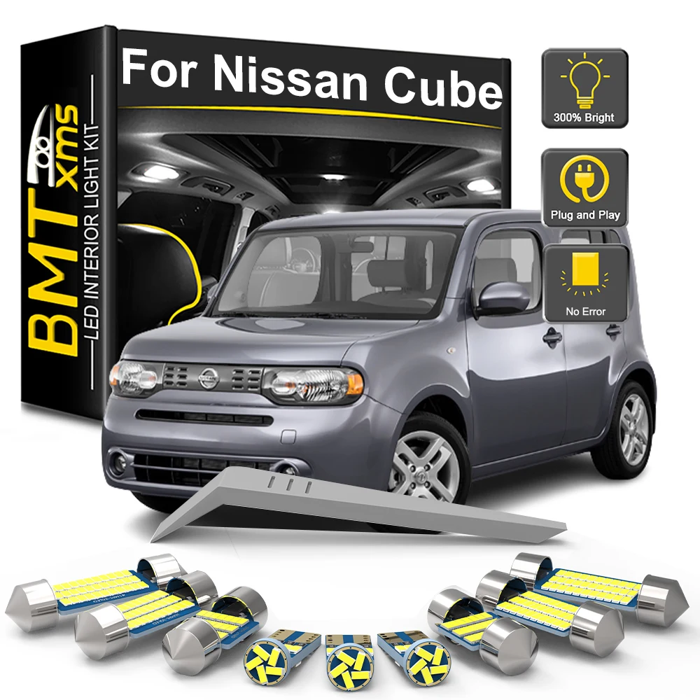 BMTxms LED Interior Light Bulb Kit For Nissan Cube Z10 Z11 Z12 1998-2009 2010 2011 2012 2013 2014 Car LED Dome Map Lamp Canbus