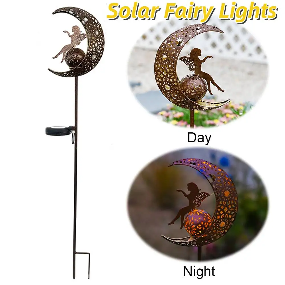 

Solar Moon Fairy Stake Lights Solar Powered Moon Fairy Landscape Light 600mAh Moon Fairy Garden Lamp for Garden Lawn Yard Patio