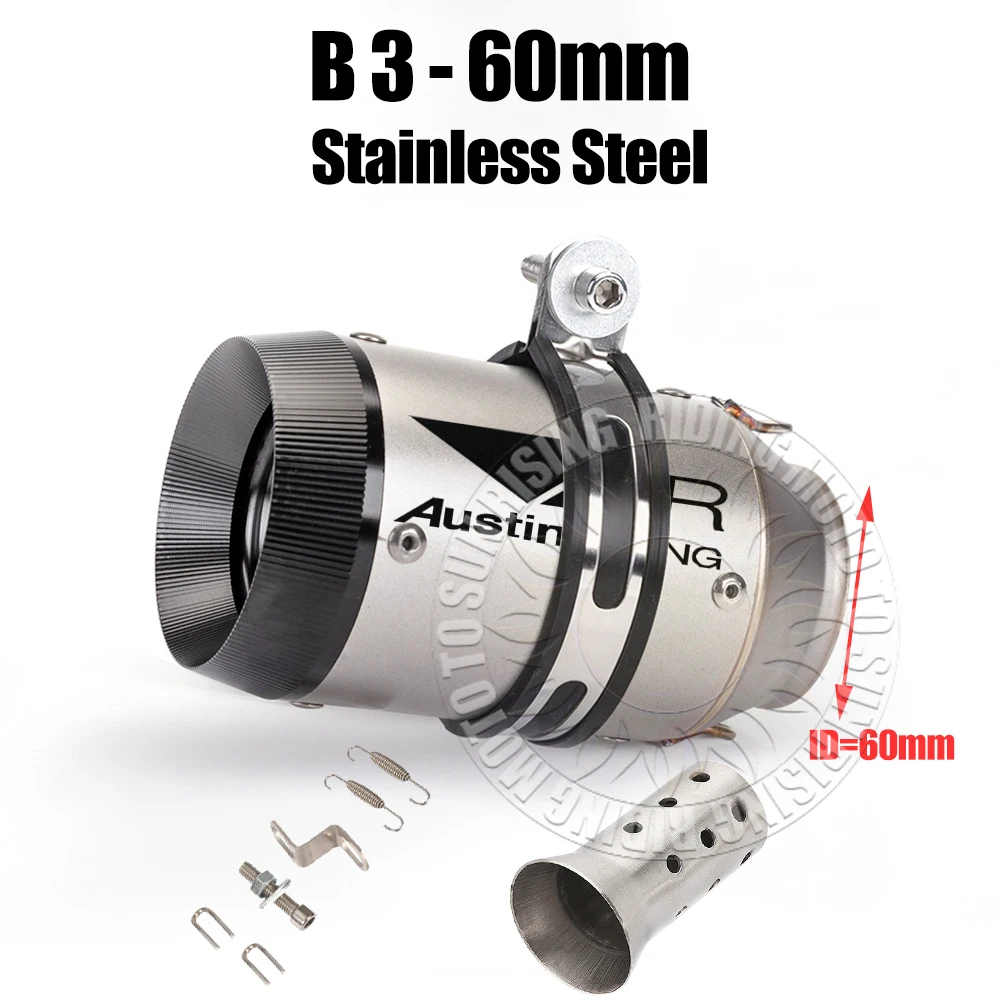 51mm 60mm Carbon/Stainless/Titanium AR Motorcycle Exhaust Muffler For Kawasaki Honda Yamaha KTM CF Suzuki Ktm Bmw etc Tail Pipe image 3