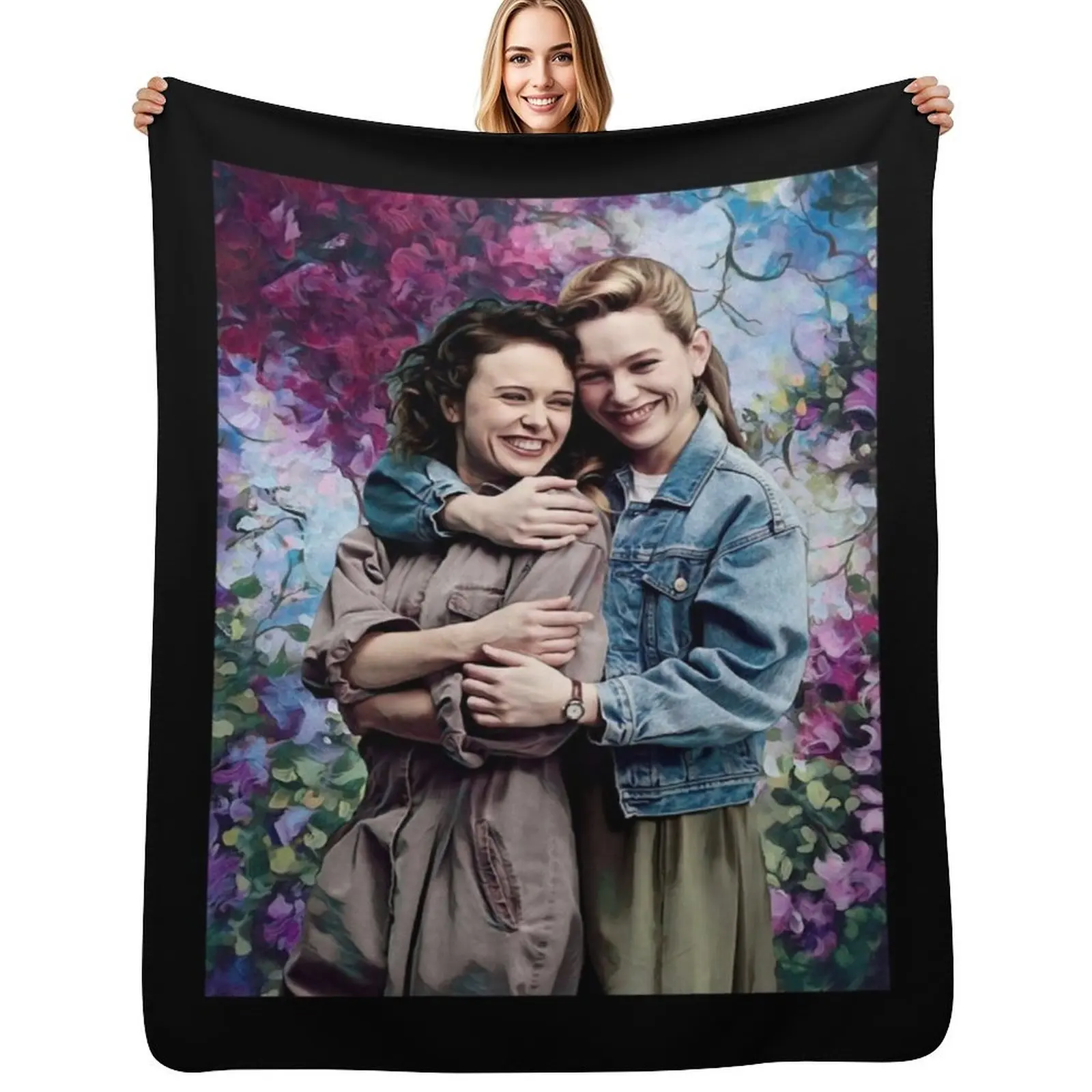 Lover Gift Dani And Jamie Clayton Retro Wave Throw Blanket Decorative Soft Throw Blanket for Couch Sofa