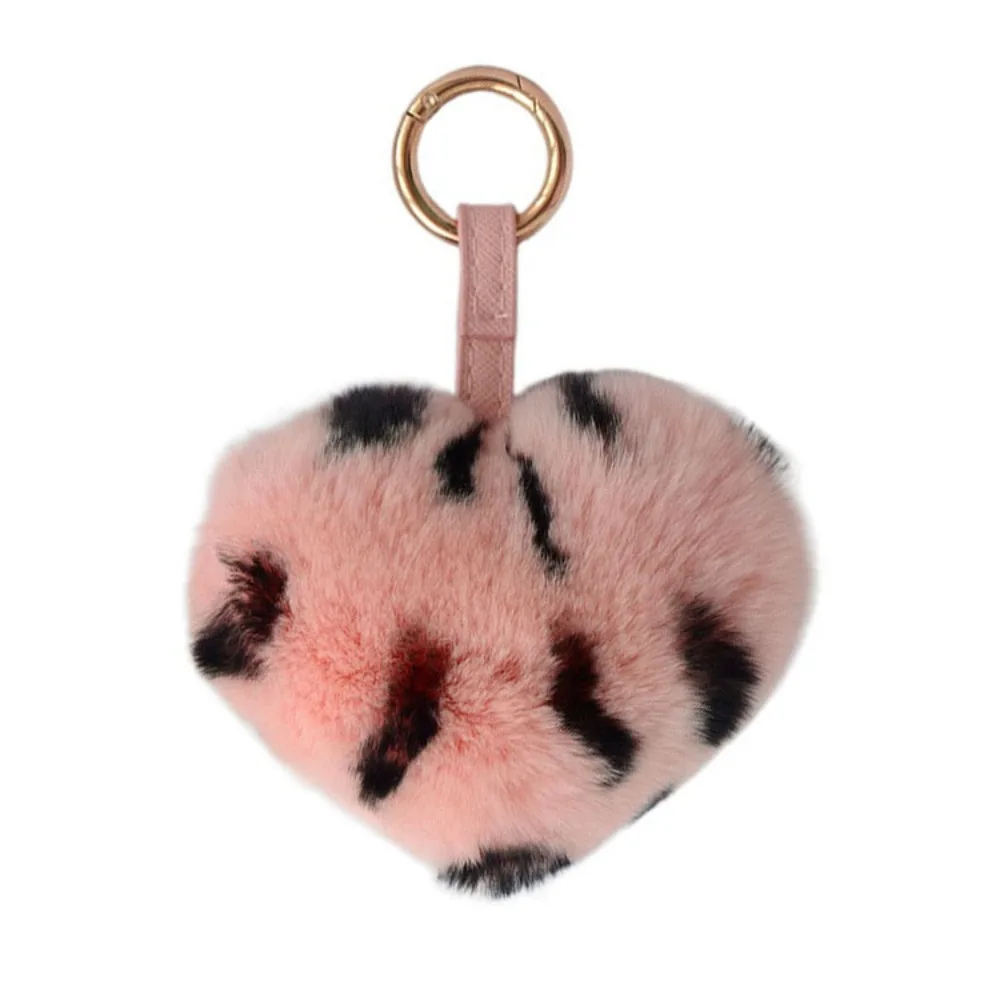 

Creative Dot Heart Plush Keychain Cute Bag Hanging Rabbit Fur Keychain Belt Charms Plush Dolls Pendant Students