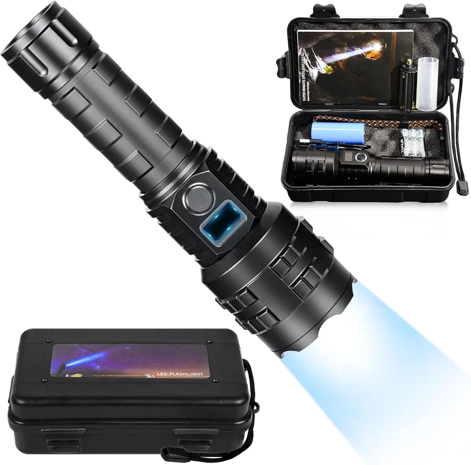 

Перезаряжаемый светодиодный фонарик 1000000 люмен, супер яркий водонепроницаемый ручной фонарь для пеших прогулок, кемпинга, экстренного подарка