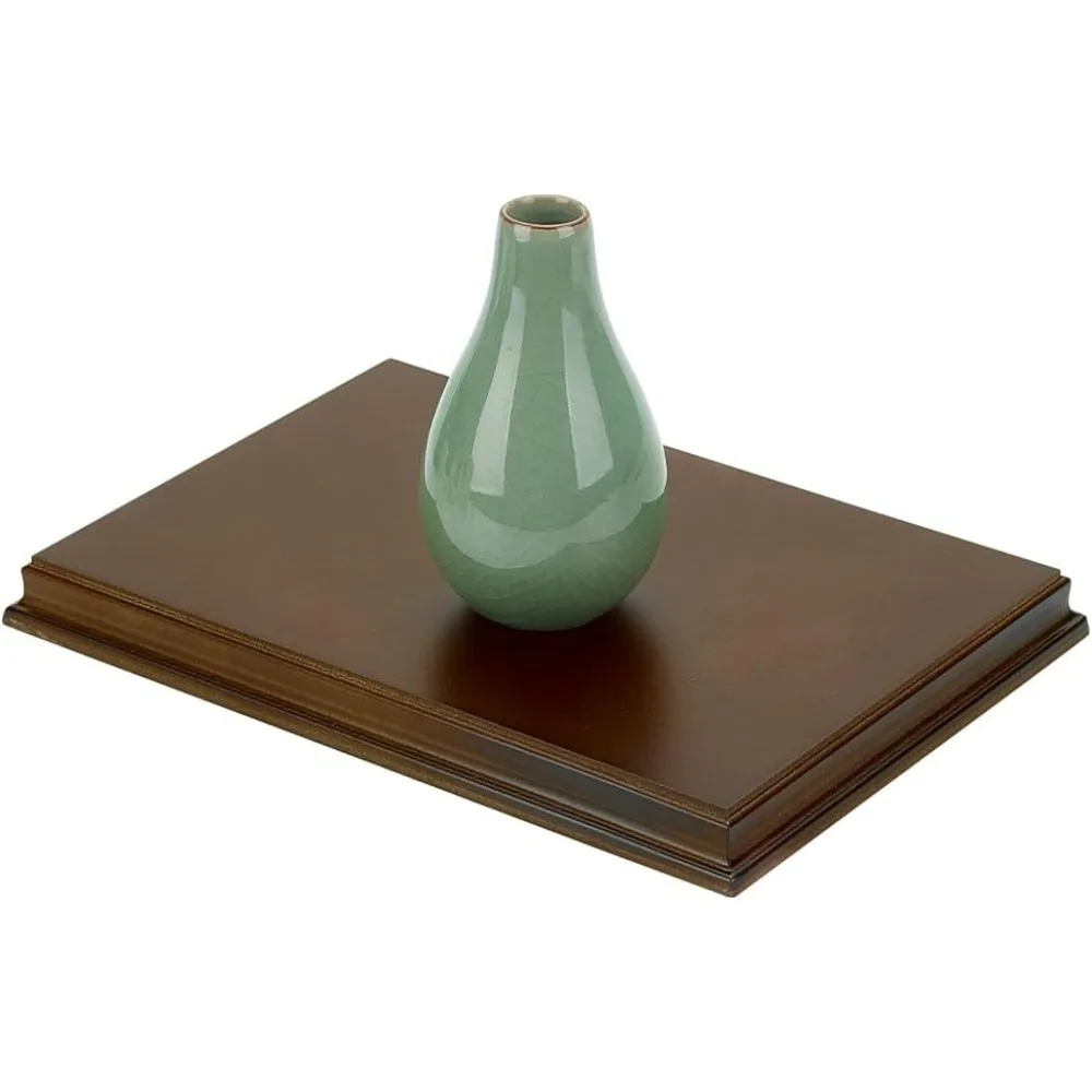 Coconut Brown Rectangle Wood Stand Base 5.9x8.66x0.7 Wood Base with Ogee Edge Wood Display Base for Gemstone and Jewellery