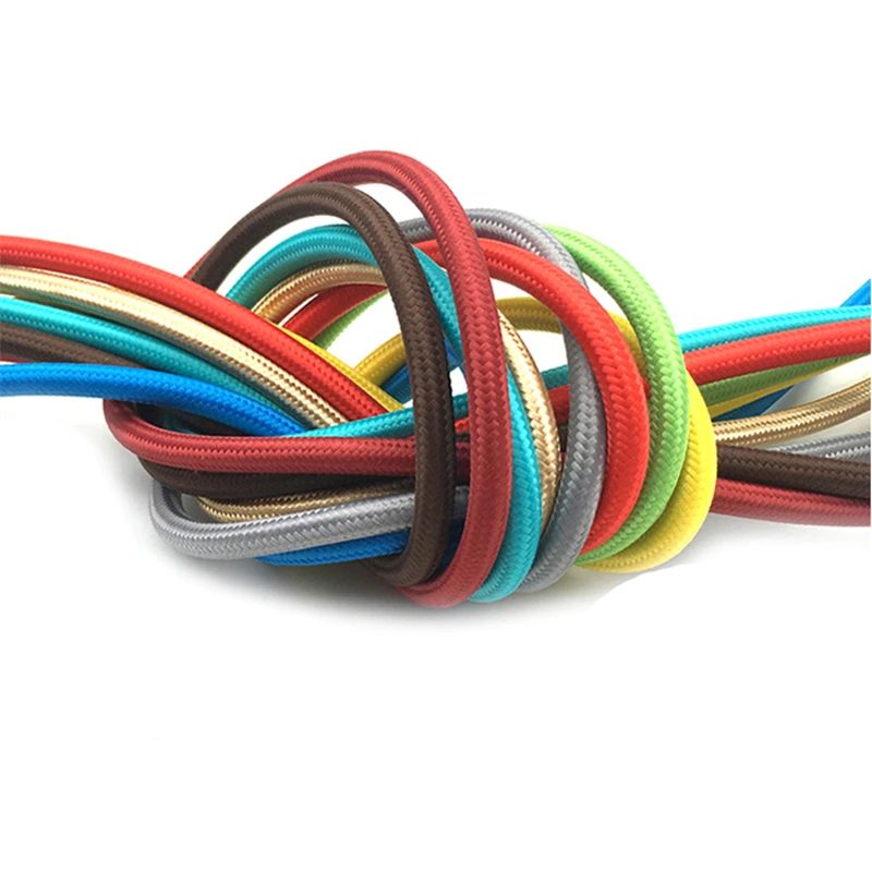 2 Meters/Lot different Colours,Vintage Fabric Copper Eletrical Wire(2*0.75mm) Fabric Wire Cord