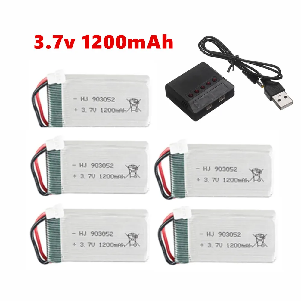 3.7V 1200mAh lipo Battery + Charger Set for KY601S Syma X5 X5c X5SC X5SW M18 H5P RC Drone Parts 903052 Rechargeable Battery