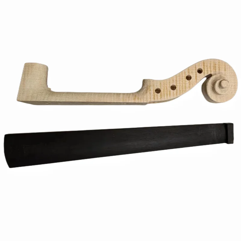 Flames Violin Neck Head With Fingerboard Fretboard Unvarnished 4/4 3/4 1/2 Violin Scroll,Maple Wood