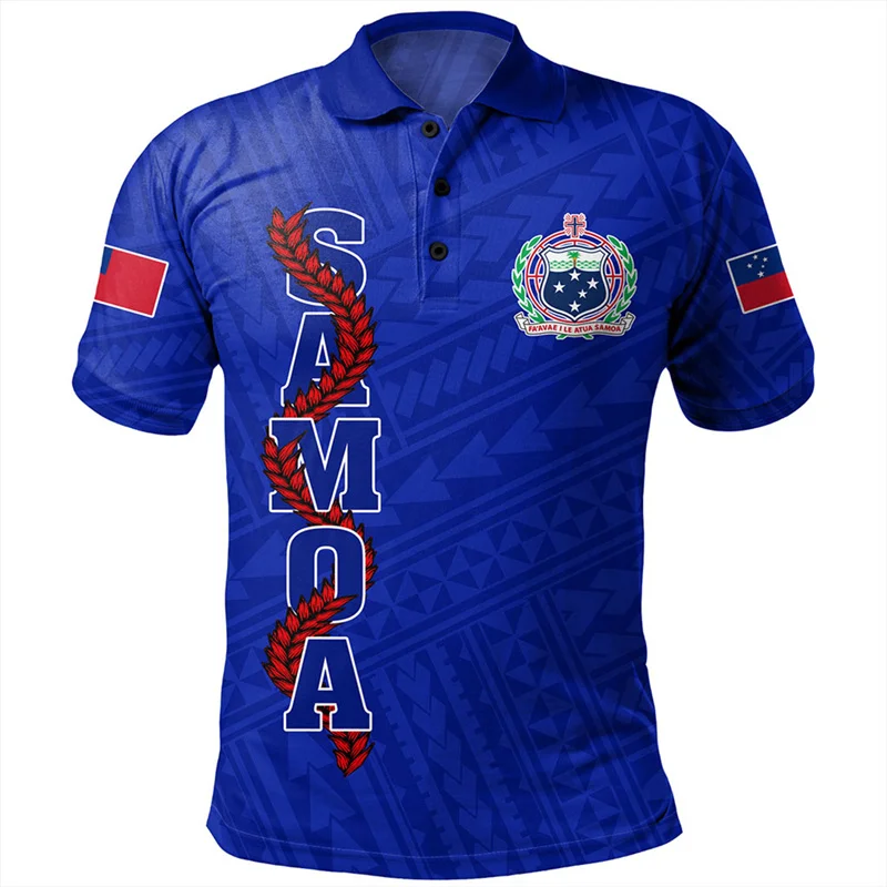 Harajuku New 3D American Samoa Flag Print Polo Shirt For Men Polynesian Samoa Emblem Graphic Polo Shirts Cool Clothing Polo Tops