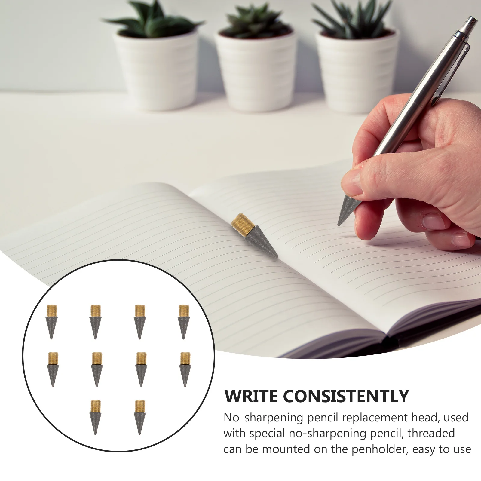 

10Pcs Everlasting Pencil Nib Replaceable Head Lightweight Inkless Pen Tips Portable Drawing Painting Accessory