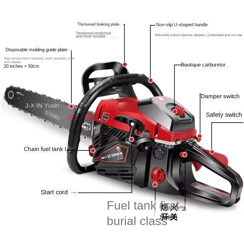 80CC Professional Tree Cutting High Power Petrol Saw Handheld Chainsaw Cutting Wood Machine Gardening Tool 20 Inches