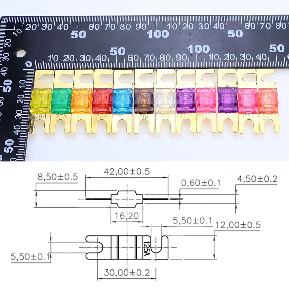 ANL Gold Plated Stud Car Fuses Mini Car Stereo Audio AFS Fuse 32V 20A 30A 40A 50A 60A 70A 80A 100A 125A 150A 32V Auto Fuses view 3