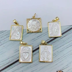 Holy Virgin Mary Guadalupe Jesus Amulet Pendants Natural Sea Shell Angel Charms For Jewelry Making Necklace Bracelet Accessories