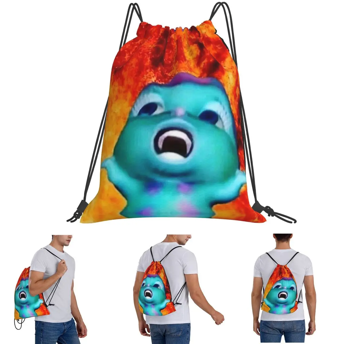 

Bibble Meme Backpacks Portable Drawstring Bundle Pocket Sports Bag Book Bags for Travel Students