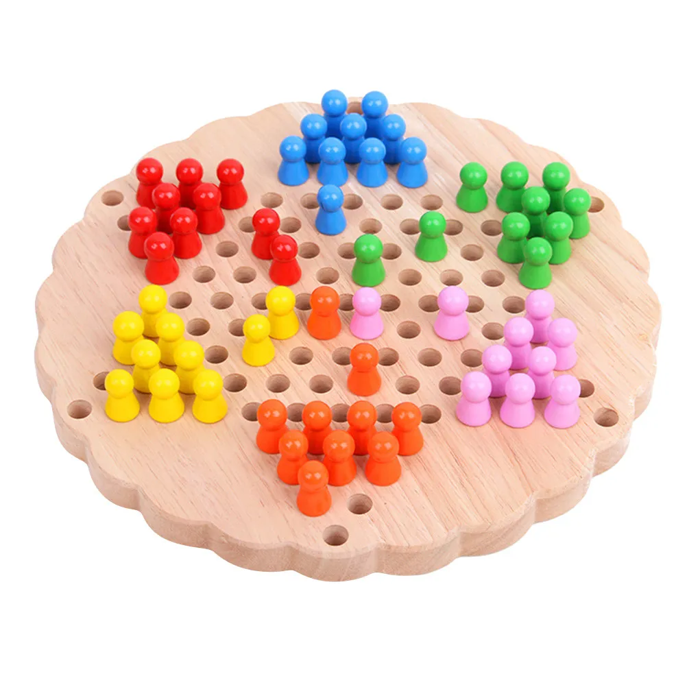 

1Pcs Wooden Flower Shape Checkers Board Game for Kids Educational Intelligence Development Tactical Strategy Training Chinese