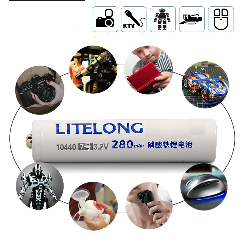 4pcs/lot 3.2V LiFePO4 AAA 10440 lithium Rechargeable Battery 280mAh 3 Years Warranty,not the cheap and fake capacity product