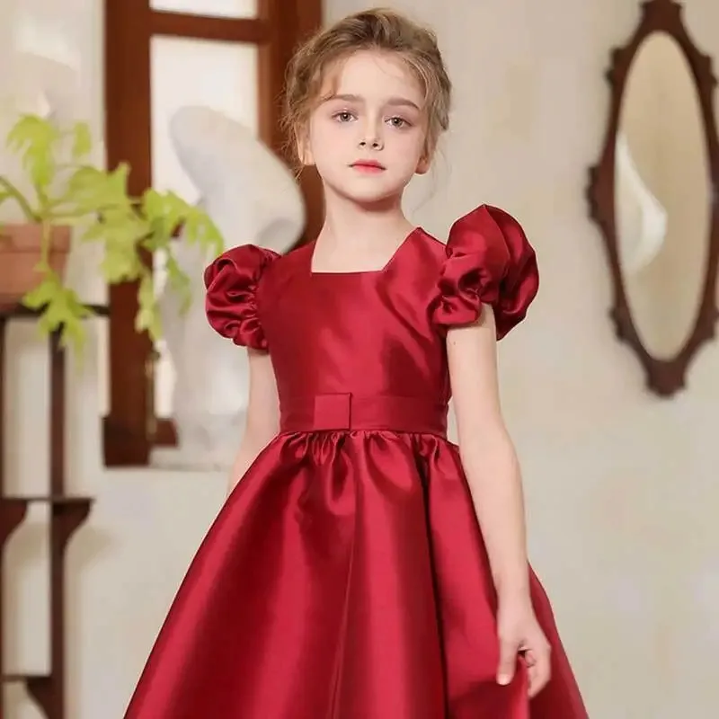 Новое детское атласное платье принцессы с объемными рукавами для девочек, высококачественная новинка и экзотическая одежда для танцев специального назначения