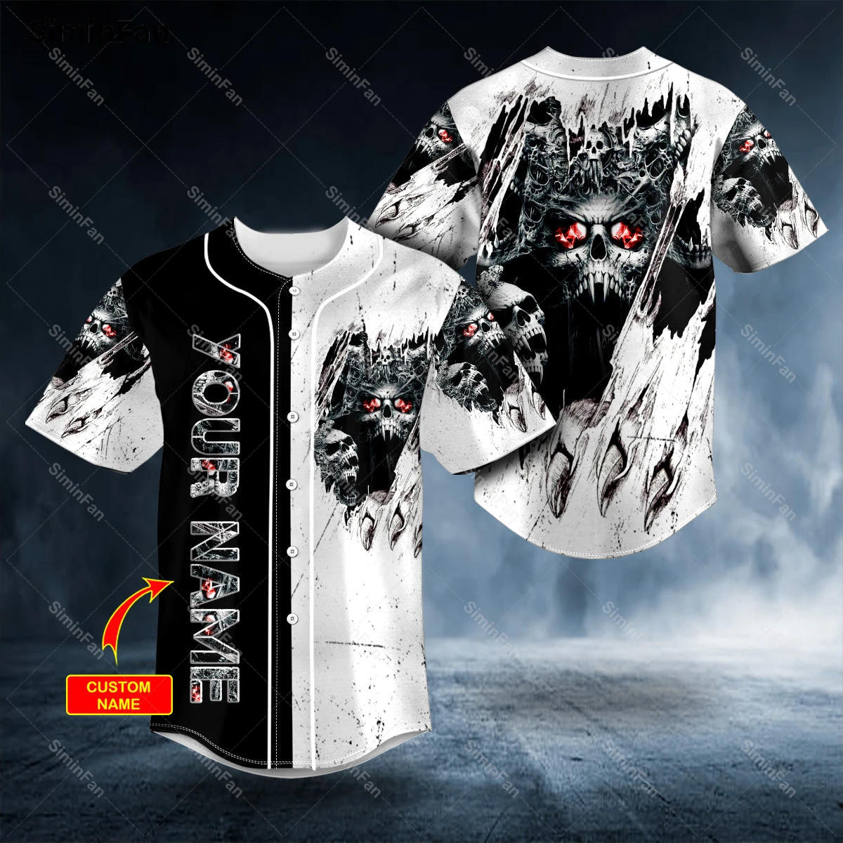 Dark Hell Skull Scratch 3D Full Printed Baseball Jersey Shirt Men Summer Collarless Camisa Unisex Hawaiian Tshirt Female Tee Top