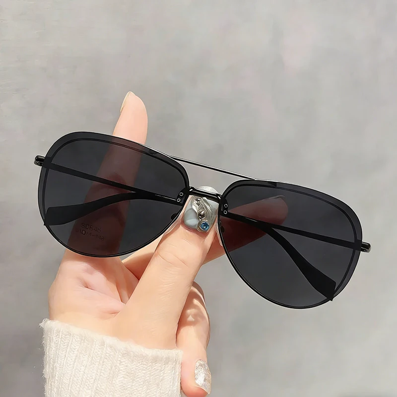 Magnetic Clip Glasses Woman Myopia Glasses With Rimless Polarized Sunglass Fashion Men's Big Size Pilot Prescription Eyeglass - view 2