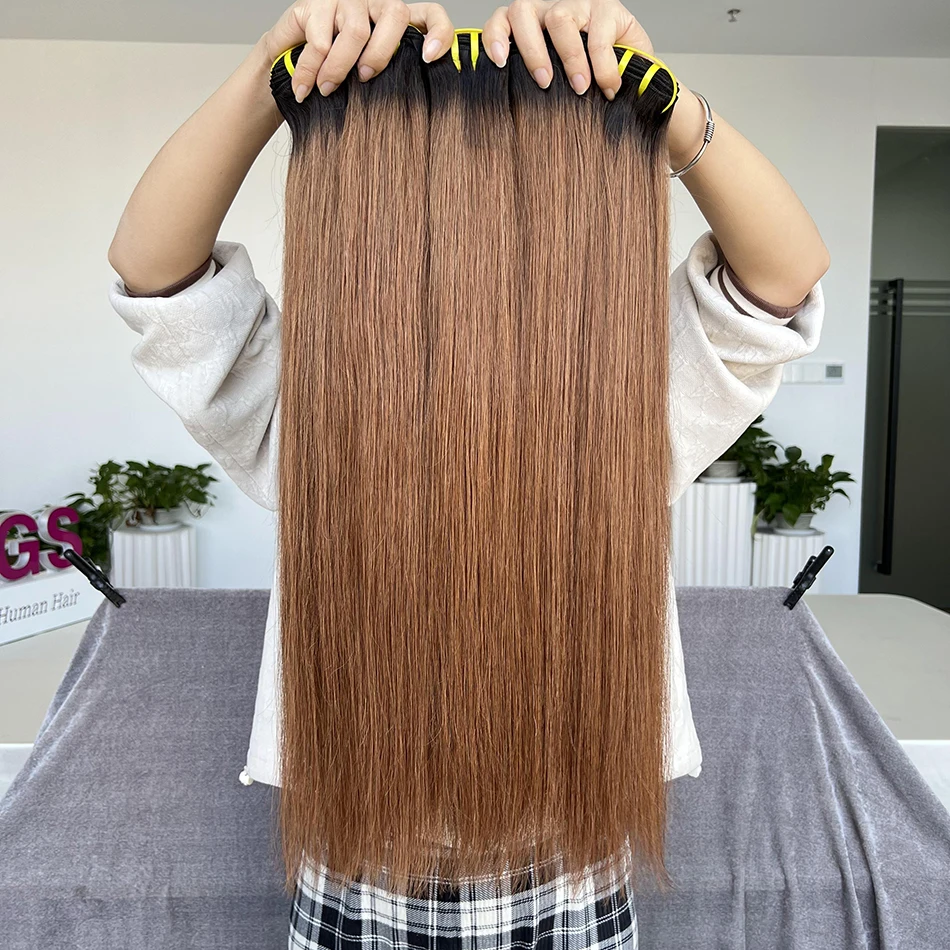 Yiwigs 10a grau 1b30 ombre colorido osso em linha reta 100% feixes de cabelo humano cru 10-24 polegadas extensões de tecer cabelo para mulher