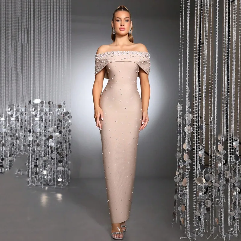 

Fashion Women Sexy Off-the-shoulder Bandage Long Dress