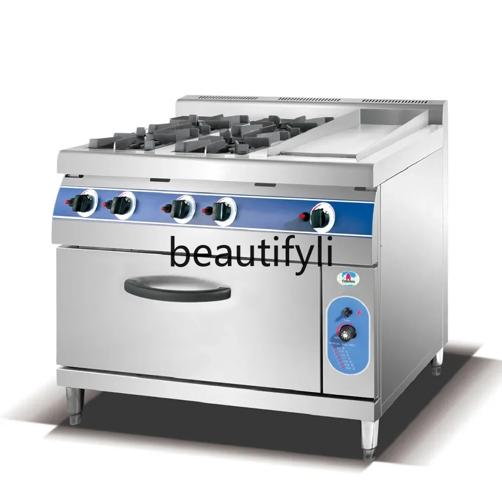 

Catering equipment, gas, casserole stove with eight heads, pot stove with air oven ovenX